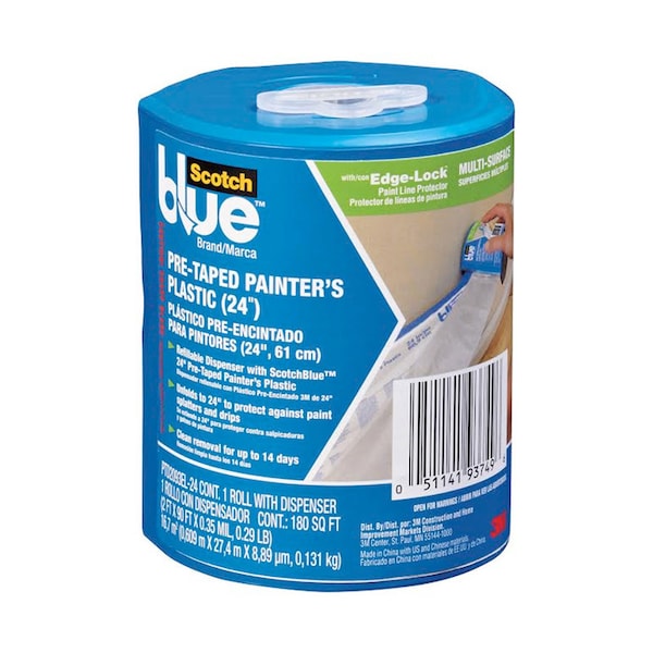 Scotch ScotchBlue 24 in. W X 90 ft. L Plastic Pre-Taped Masking Film PTD2093EL-24-S - main